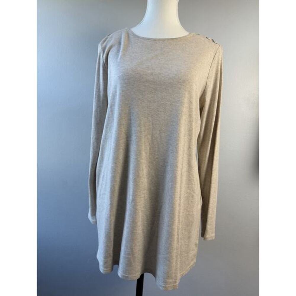 J Jill Tunic Pima Cotton Med‎ Laced Tunic Tan Cream Minimalist Basics Top Shirt